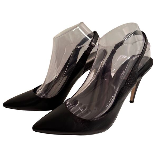 BCBGeneration Slingback Heels Pointed Toe Black Sz 9.5 M Whimsigoth Rebel Chic - Picture 7 of 14